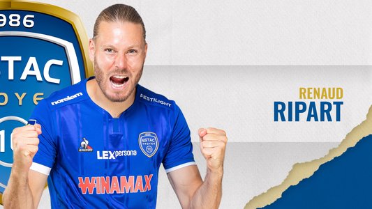 Illustration du But de R. Ripart lors du match Troyes - Angers SCO du 28/08/2022