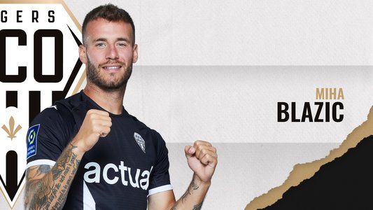 Illustration du But de M. Blažič lors du match Angers SCO - Strasbourg du 09/10/2022