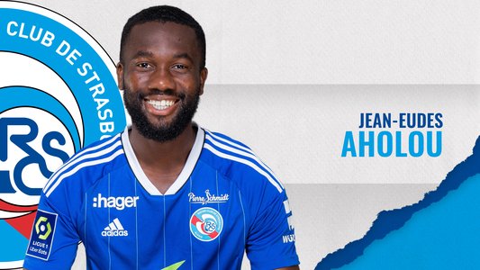 Illustration du But de J. Aholou lors du match Olympique Lyonnais - Strasbourg du 14/01/2023
