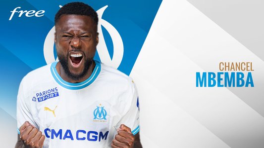 Illustration du But de C. Mbemba lors du match Lorient - Olympique Marseille du 10/12/2023